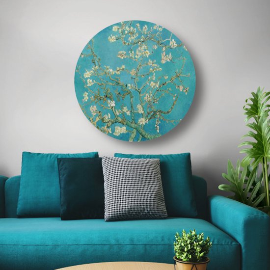 Fleur d'amandier - Tableau Vincent van Gogh - Panneau mural Fleur - Tableau nature - Tableau rural - Cercle mural - Décoration murale chambre cercle mural forex 80x80 cm