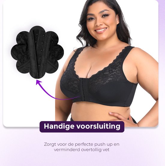 BH Push up femme fermeture devant - BH avec armatures - Taille XL - Zwart - Soutien- BH Comfort - soutien-gorge post-opératoire - BH sans armatures - BH rembourré - BH invisible - Soutien- BH de maintien - Soutien-gorge femme