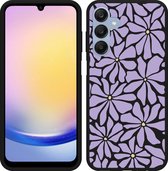 Cazy Case Zwart pour Samsung Galaxy A25 Fleurs violettes abstraites