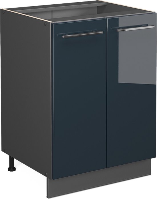 Vicco Ovenombouwkast R-Line, Zwart hoogglans/Krachtige eik goud, 60 cm zonder werkblad | Zwart