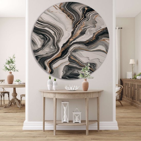 Plaque murale en marbre - Peinture matérielle - Cercle mural Or - Tableaux ruraux - Cercles muraux - Peintures & affiches cercle mural forex 70x70 cm