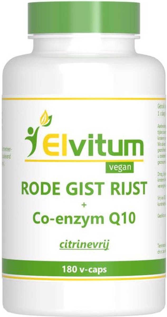 Elvitum Rode gist rijst met Q10 180 Vegetarische capsules