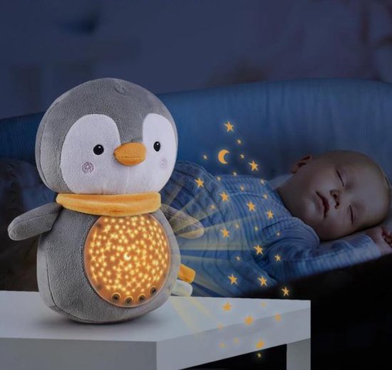 Foto: Joymaxx sterrenprojector met muziek white noise machine knuffel sterrenhemel baby projector nachtlamp pingu n pipi