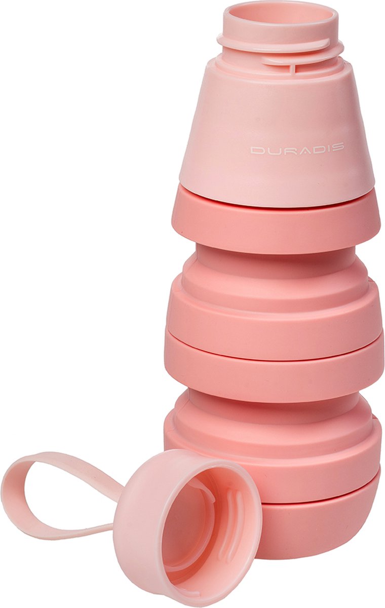 Duradis - Opvouwbare waterfles - Drinkfles - Waterzak - Duurzaam - Siliconen - 500 ml - Roze