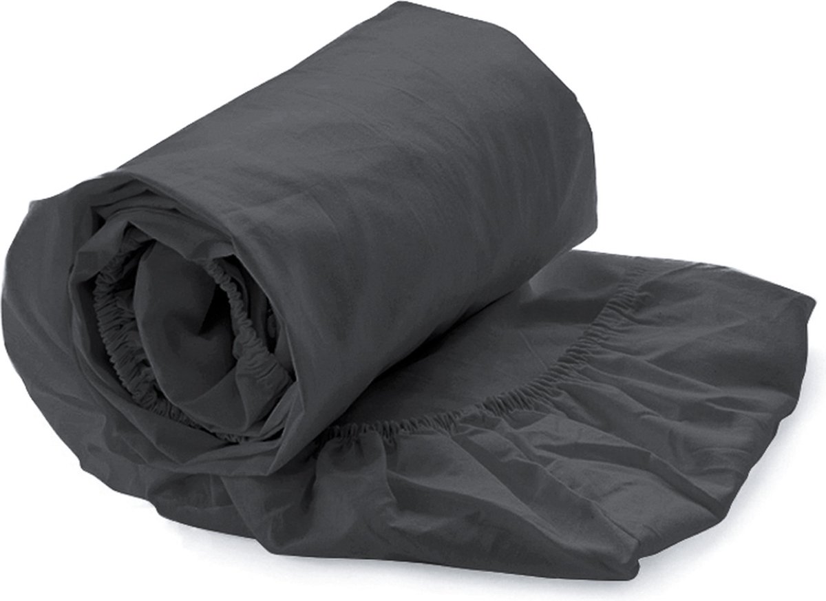 Heckettlane Hoeslaken Elementi - Onderlaken voor tweepersoonsbed - 180x200 - 100% Katoen-Satijn - Antraciet