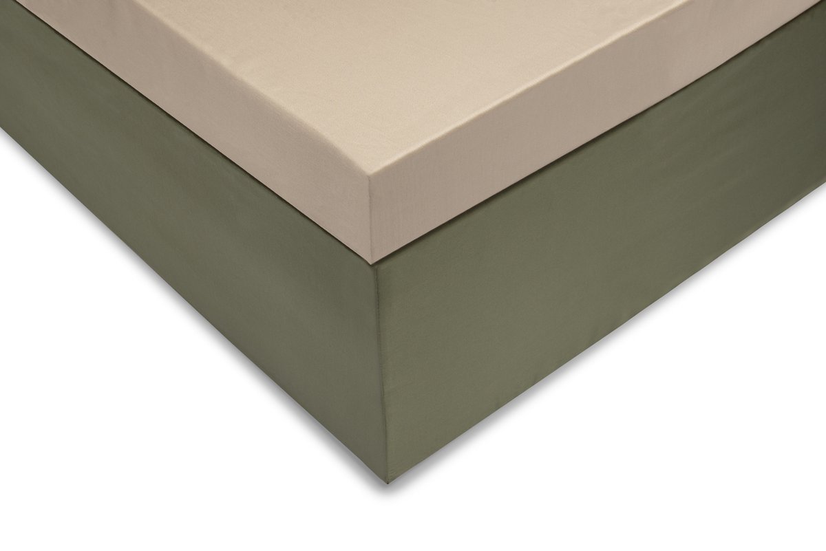 Zohome Hoeslaken Satinado-topper - Onderlaken voor tweepersoonsbed - 180x210-220 - 100% Katoen-Satijn - Beige