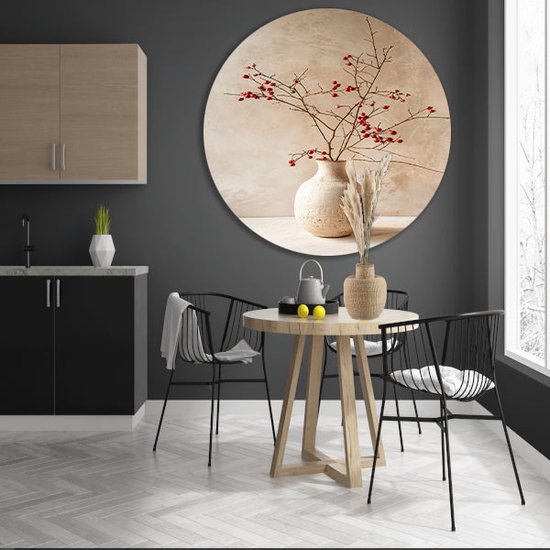 Cercles muraux vase - Cercles muraux Object - Cercle mural Branches - Décoration murale classique - Plaque murale - Accessoires de bureau cercle mural aluminium 50x50 cm