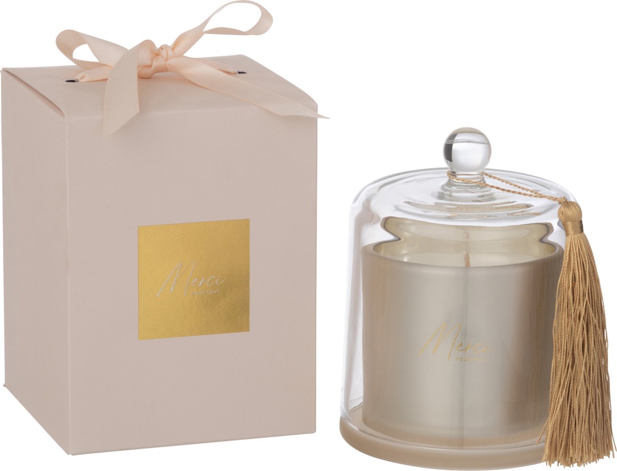 J-Line geurkaars Stolp Merci - Elderflower - glas - beige - large - 45U