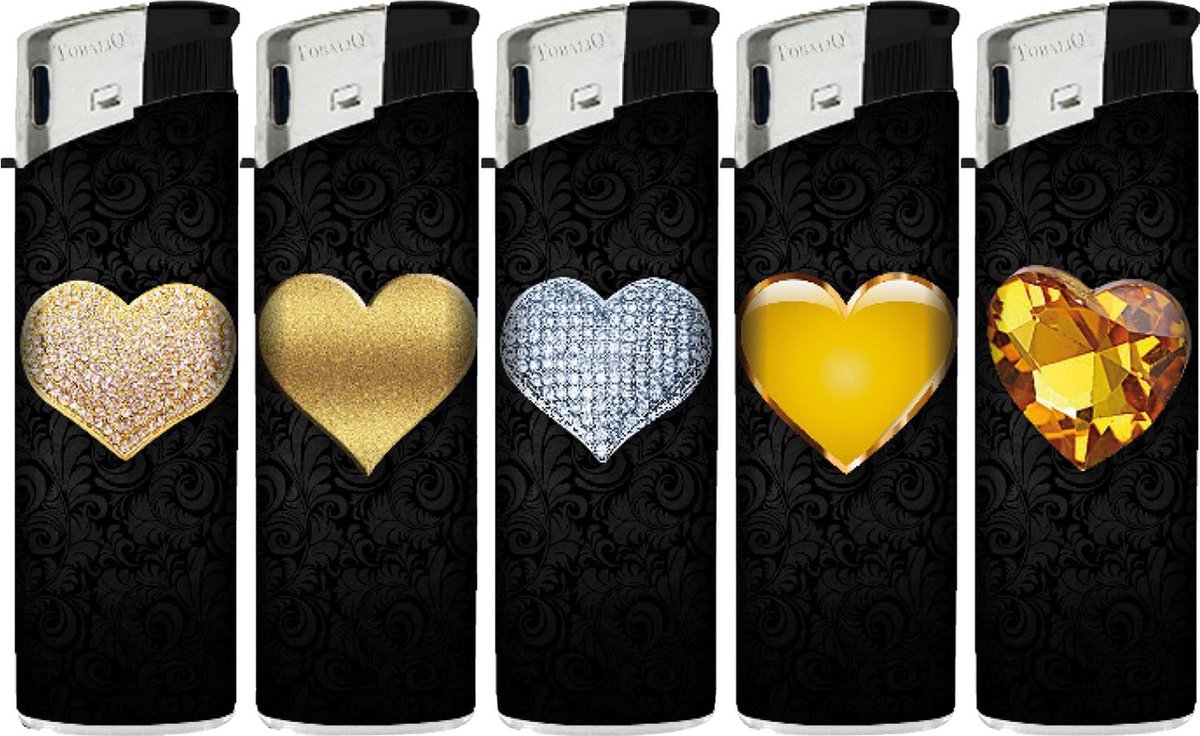 Goedkoopste Elektronische aansteker hervulbaar - Design Luxus Heart- Display 50 stuks - wegwerpaansteker - electronic lighter - klik aanstekers