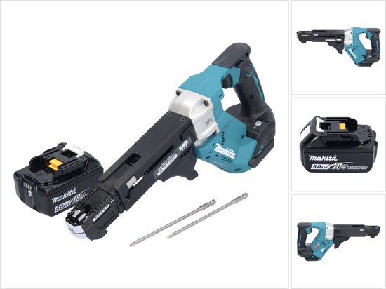 Makita DFR 551 T1 accu-magazijnschroevendraaier 18 V 25 - 55 mm borstelloos + 1x oplaadbare accu 5.0 Ah - zonder lader