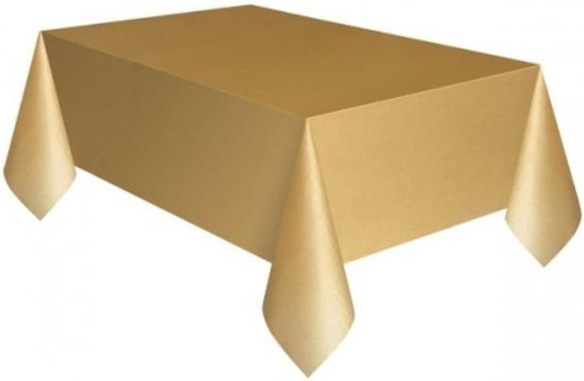 Tafelkleed Plastic Goud XL 137x274cm Let op dit is dun plastic geen tafelzeil