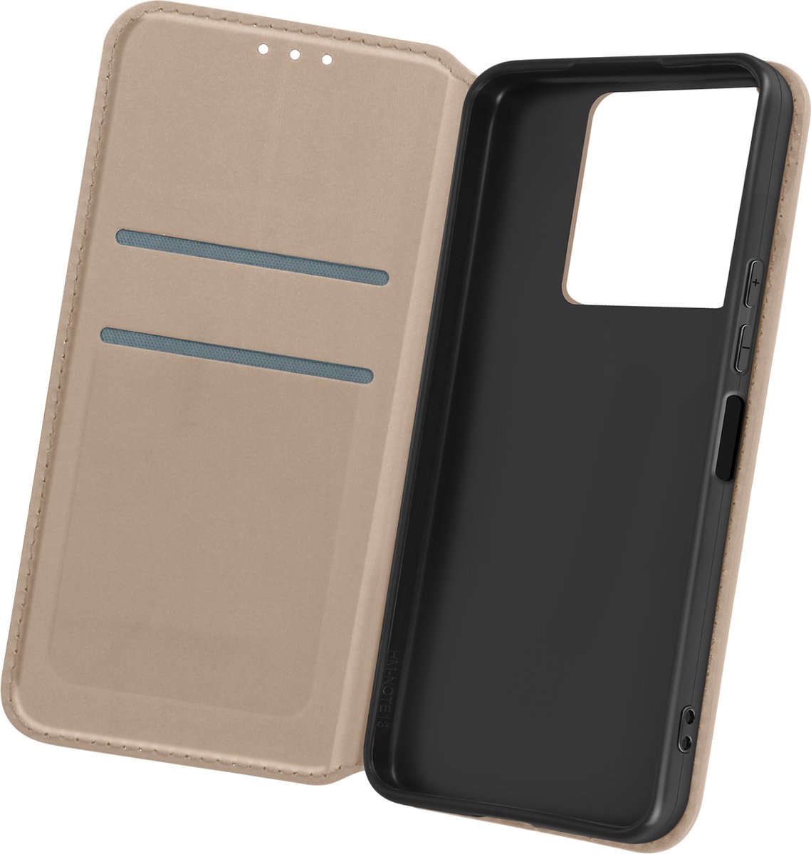 Avizar Foliohoes Geschikt voor Xiaomi Redmi Note 13 5G Multifunctioneel, Goud