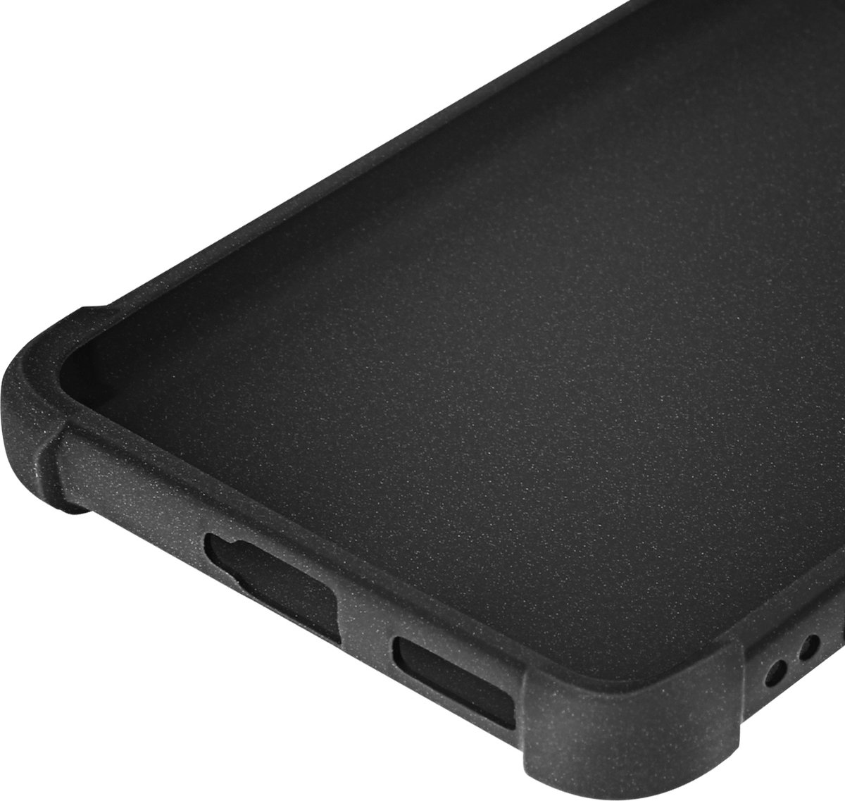 iMak, Hoes Geschikt voor Xiaomi Poco X6 Pro Zachte Silicone Bumper Hoeken Korreleffect, Zwart
