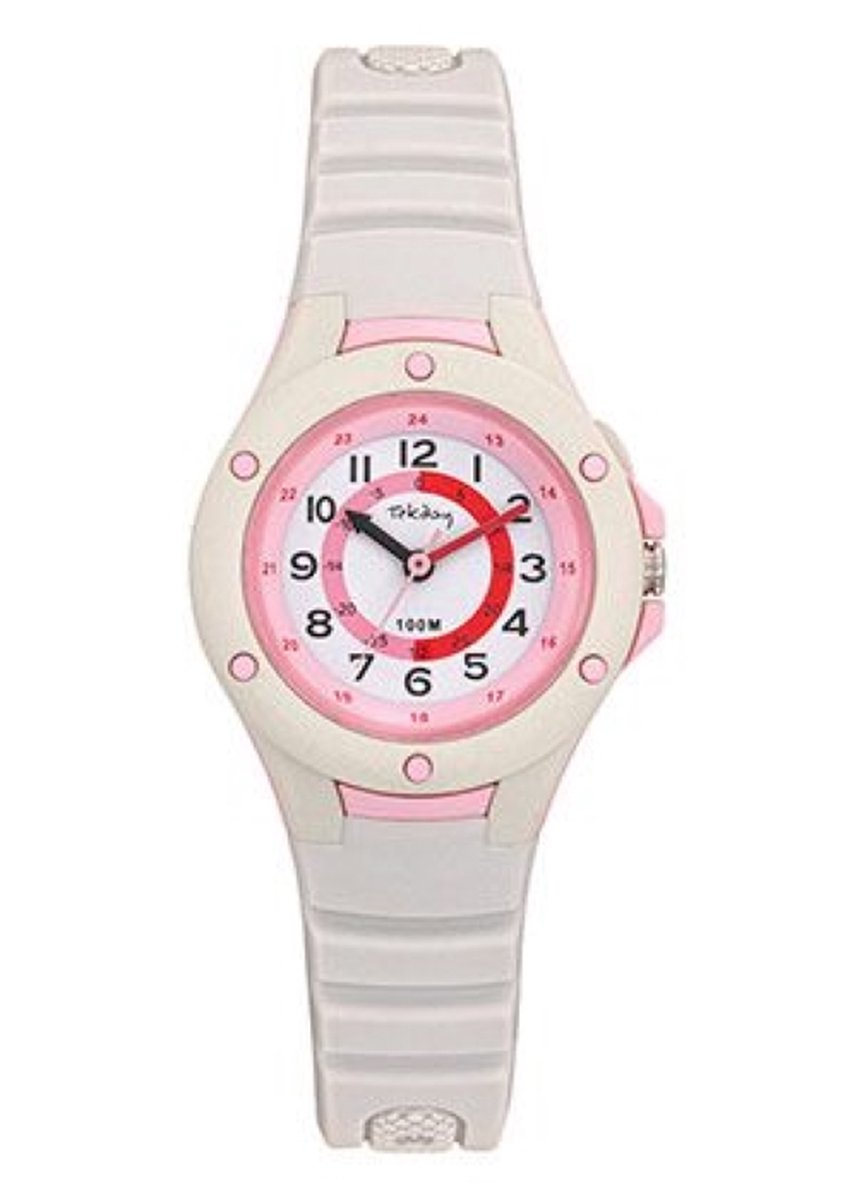 Tekday-Horloge-Kinder-30MM-Creme-Roze-Licht draagcomfort-Achtergrond verlichting-Soepel om de pols-Silicone.