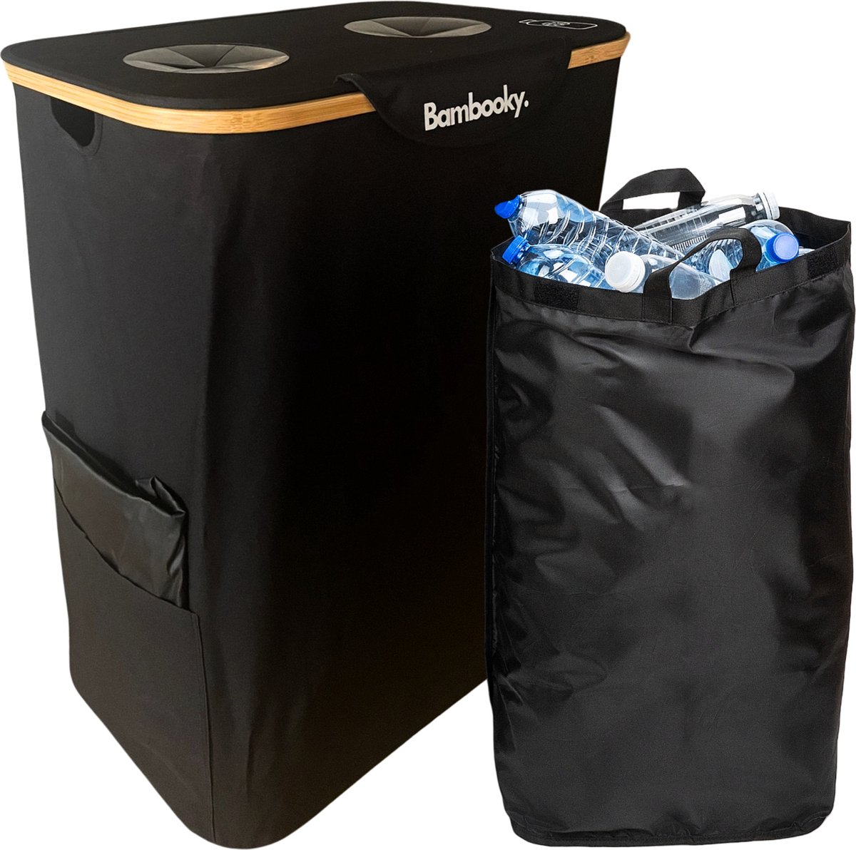 Goedkoopste Bambooky.- Afvalbak Afvalscheiding - Flessenmand - Emballage - 160L - Flessen container - Flessentas - NEW MODEL 2024 - Prullenbakken