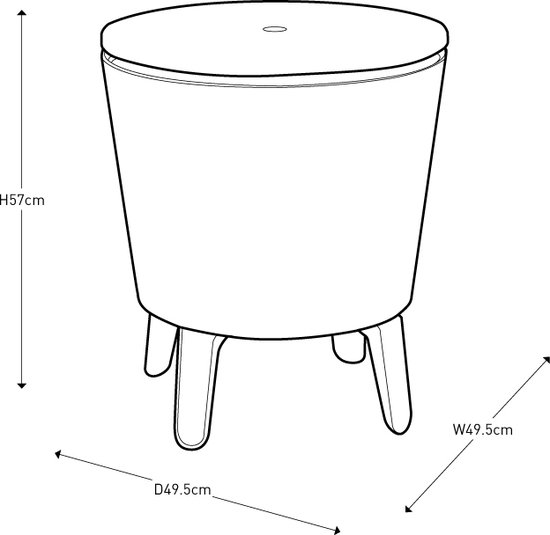Keter Coolbar Partytafel - 49,5x49,5x57cm-84.5cm - 30 L - Zwart van Merkloos — afbeelding 2