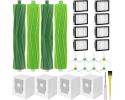 Accessoires geschikt voor iRobot Roomba i7 i7+ / i7 Plus E5 E6 E7 robotstofzuiger, reserveonderdelen met 4 rubberen borstels, 8 filters, 8 zijborstels, 4 stofzakken, 1 schroevendraaier, 1