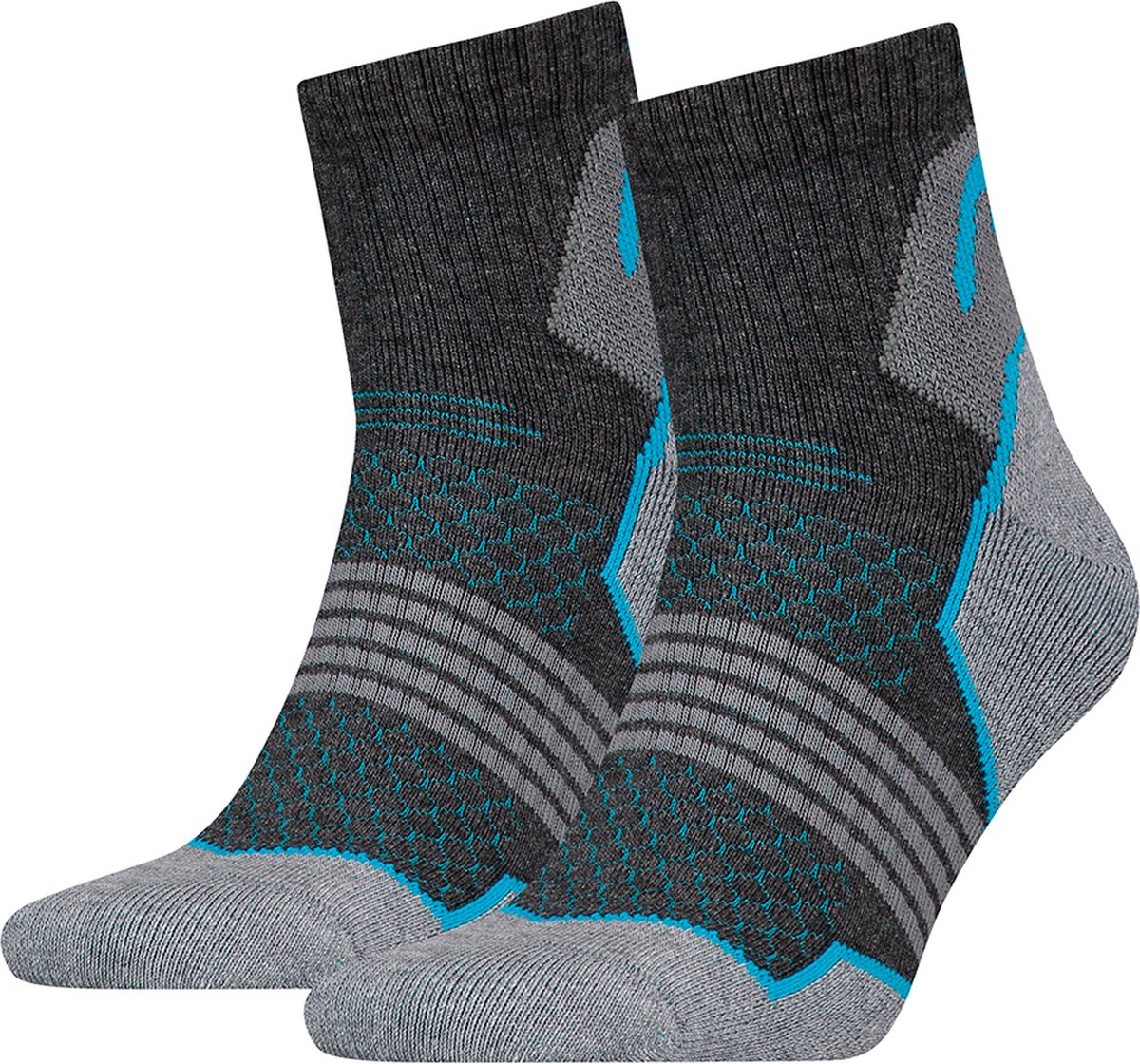 HEAD 4-Pack Hiking Kwart Sokken Schokabsorptie Flexzone Heren Dames – 39-42 701219909 Grijs