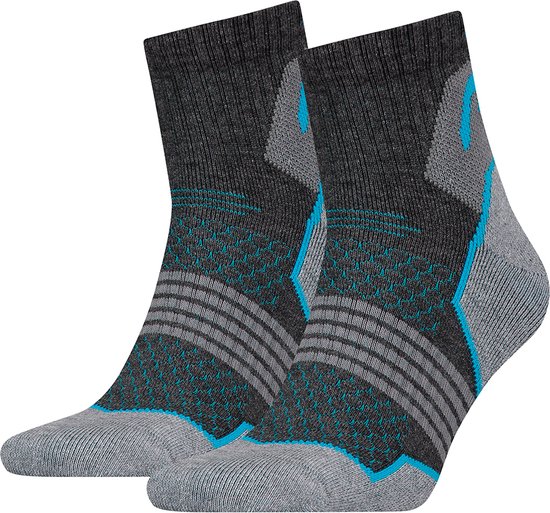 Foto: Head sportieve quarter wandelsokken unisex 4 pack grijs blauw maat 39 42