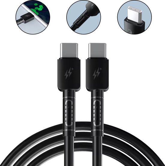 @rlu USB C Kabel - 1 Meter - 65W 3A - USB C naar USB C - Extra Stevig ...