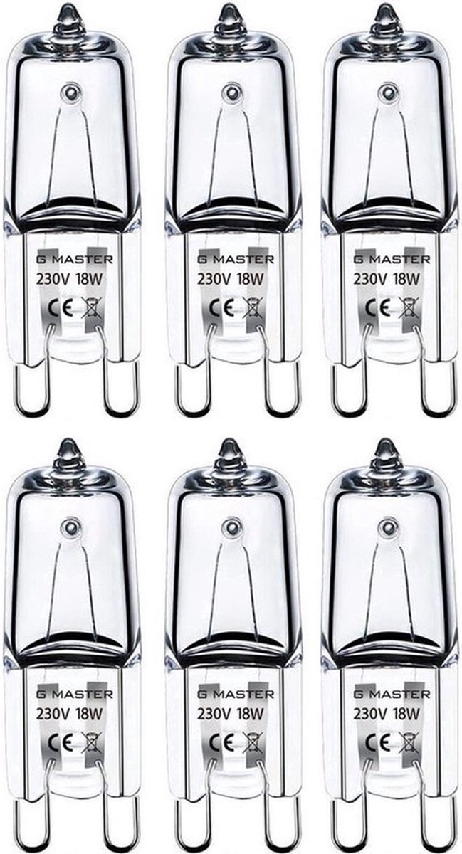G Master - PRO G9 Halogeen lichtbron - 230V - Dimbaar - 18w (vervangt 25W) - Halogeen lamp -(6 STUKS)