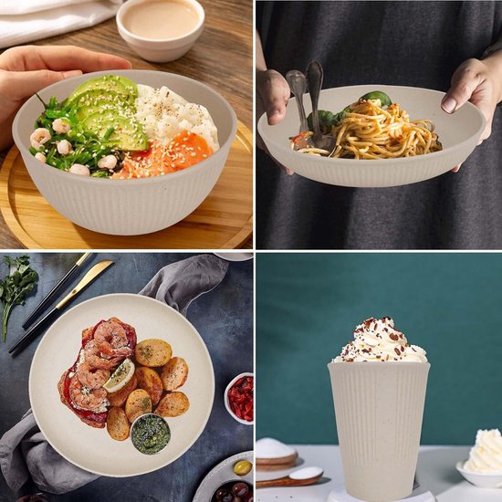 Campingservies Sets voor 6 Personen - Campingserviesset - Campingbord en Kommen Set - Herbruikbaar Servies - Magnetron en Vaatwasmachinebestendig - Camping Picknick Home Party Diner Set - 16 stuks Borden 8 stuks Kommen 8 borden set 6 person — afbeelding 4