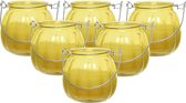 Bougie Decoris Citronnelle pour l'extérieur - 6x - verre - jaune - 15 heures de combustion - D8 x H8 cm - parfum d'agrumes