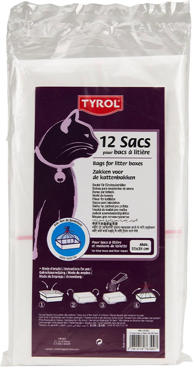 Bol.com TYROL - kattenbakzakken XL 12 stuks met toebinder - 55 x 39 cm . aanbieding
