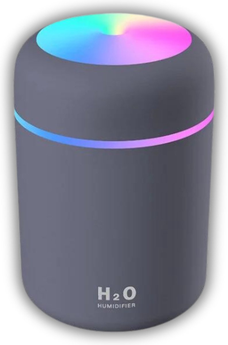 Goedkoopste H2O Mini Aroma Diffuser - Elektrische Luchtbevochtiger - 300ML - Humidifier - Geurverspreider - LED Lamp - USB - Mist Maker - Voor Slaapkamer Thuis Auto - Grijs