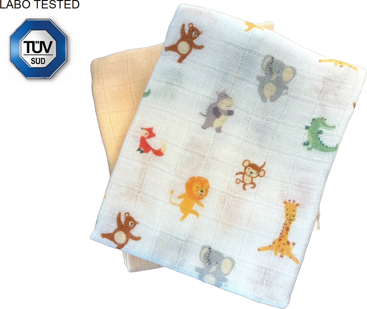 Goedkoopste Stevige tetradoeken - Hydrofiele doeken - Jungle - Dieren - Set van 2 - Baby - 70x70 cm