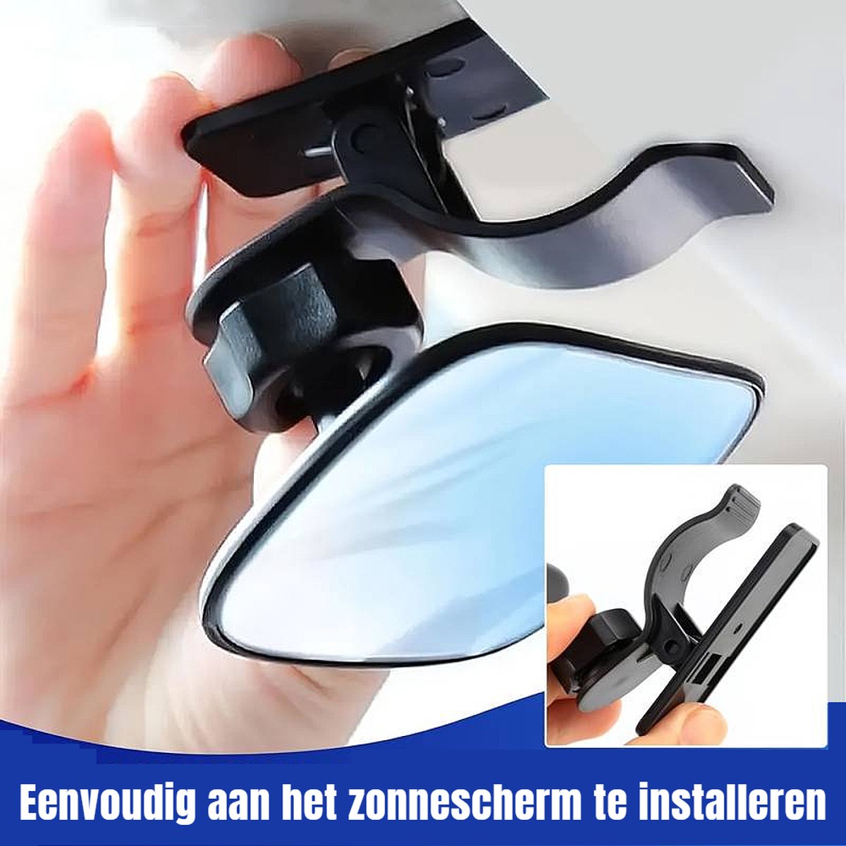 Allernieuwste.nl® Autospiegel Baby CLIP AAN ZONNESCHERM 360° Verstelbaar Baby Kind Veiligheid Auto Spiegel Achterbank - Simpel aan Zonneklep - Zwart %%