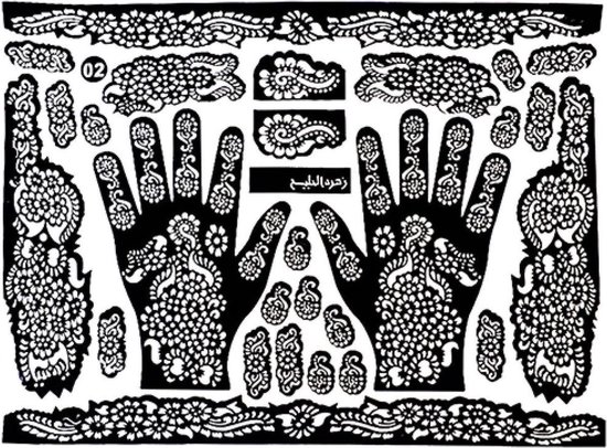 Somstyle Set de Modèles de tatouage au henné – Pochoir Pistolets – Pour la main et le corps – Peintures – Zwart