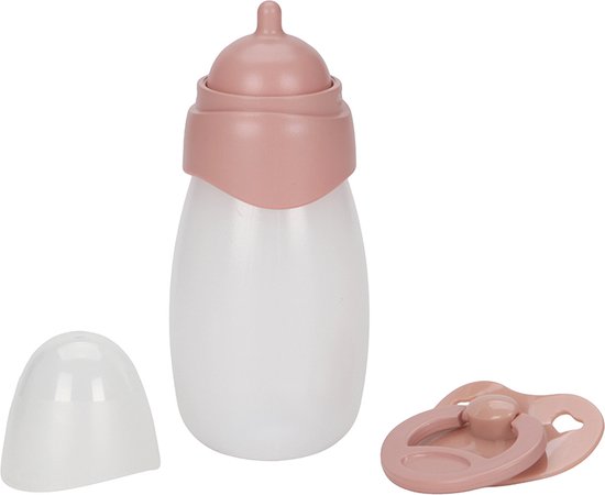Flesje met roze dop en speen.