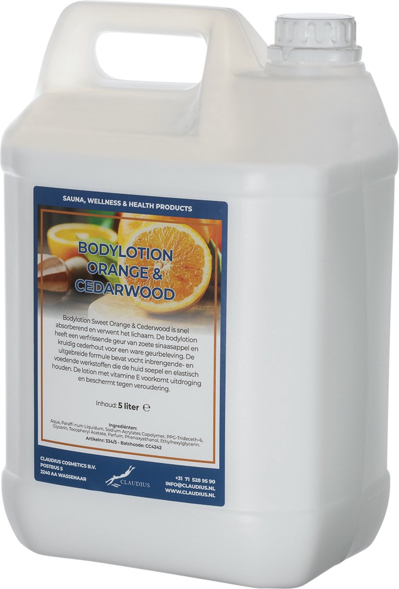 Bodylotion Sweet Orange & Cedarwood 5 liter - navulling