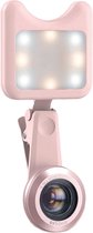 DrPhone LumiFlash - Telefooncamera 15x Macrolens met Flash Verlichting – Warm Koud / Warm / Koud Licht – Telefoonlens - Roze