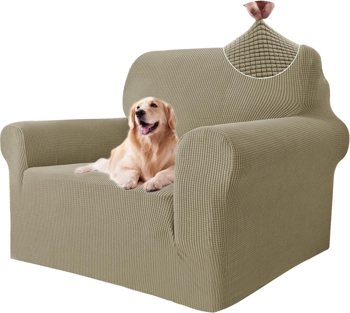 YSTYLE Stretch Bankhoes 1 Zit, Elastische Bankhoezen Voor Woonkamer, 1 Stuks Universele Rekbare Armsteun Sofahoes Met Anti-slip Schuim, Krasbestendig Meubelhoes Voor Bank, Antracet