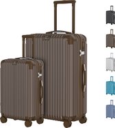 Bol.com Voyagoux® - Reiskoffer set S/L - Koffers - 2 delig - Reiskoffer met wielen – Donkerbruin - TSA Slot aanbieding