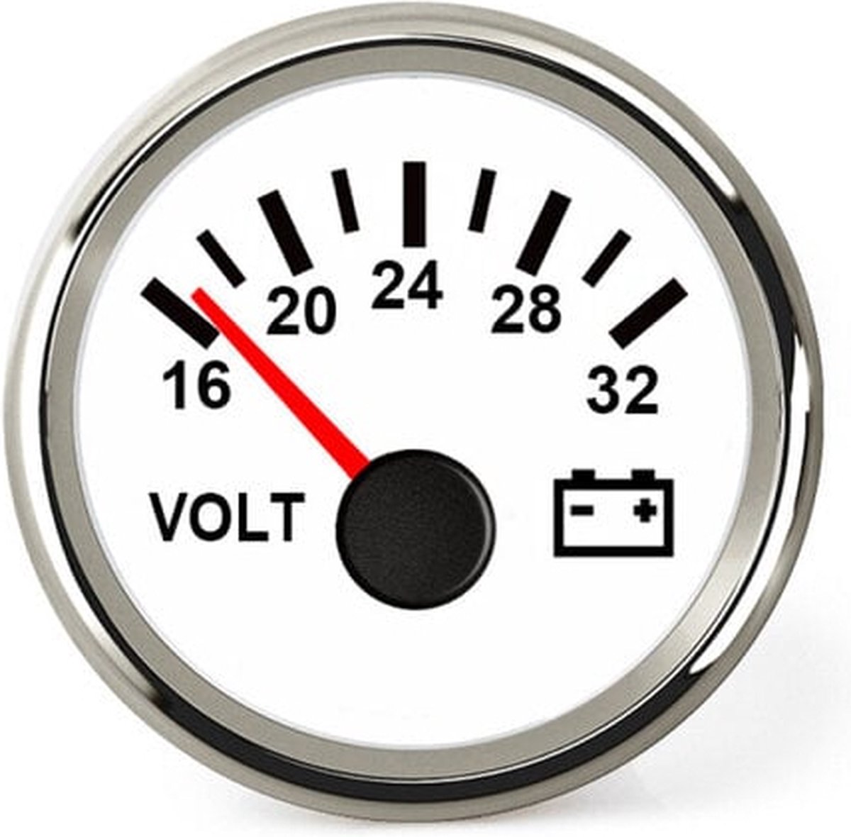 Hollex Voltmeter Wit/RVS 8-16V
