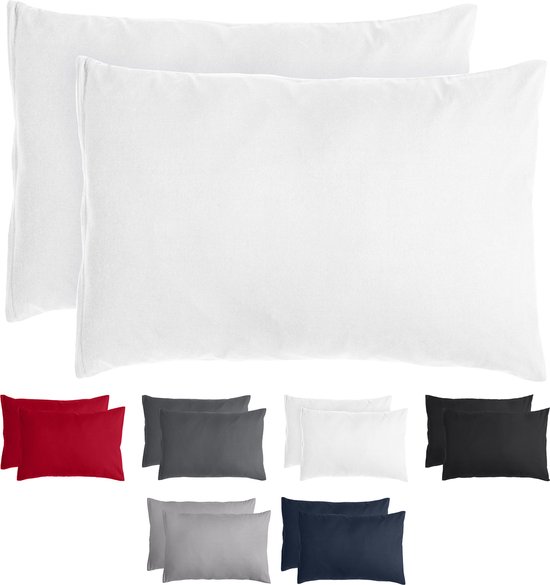 Komfortec Set de 2 Taies d'oreiller Premium 40x60 cm - Housse de Coussin Super Douce - 100% - Microfibre Brossée 90g/m² - Wit