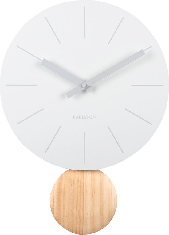 Karlsson Wandklok Arlo Pendulum - Wit - Ø30cm - Wandklok Scandinavisch