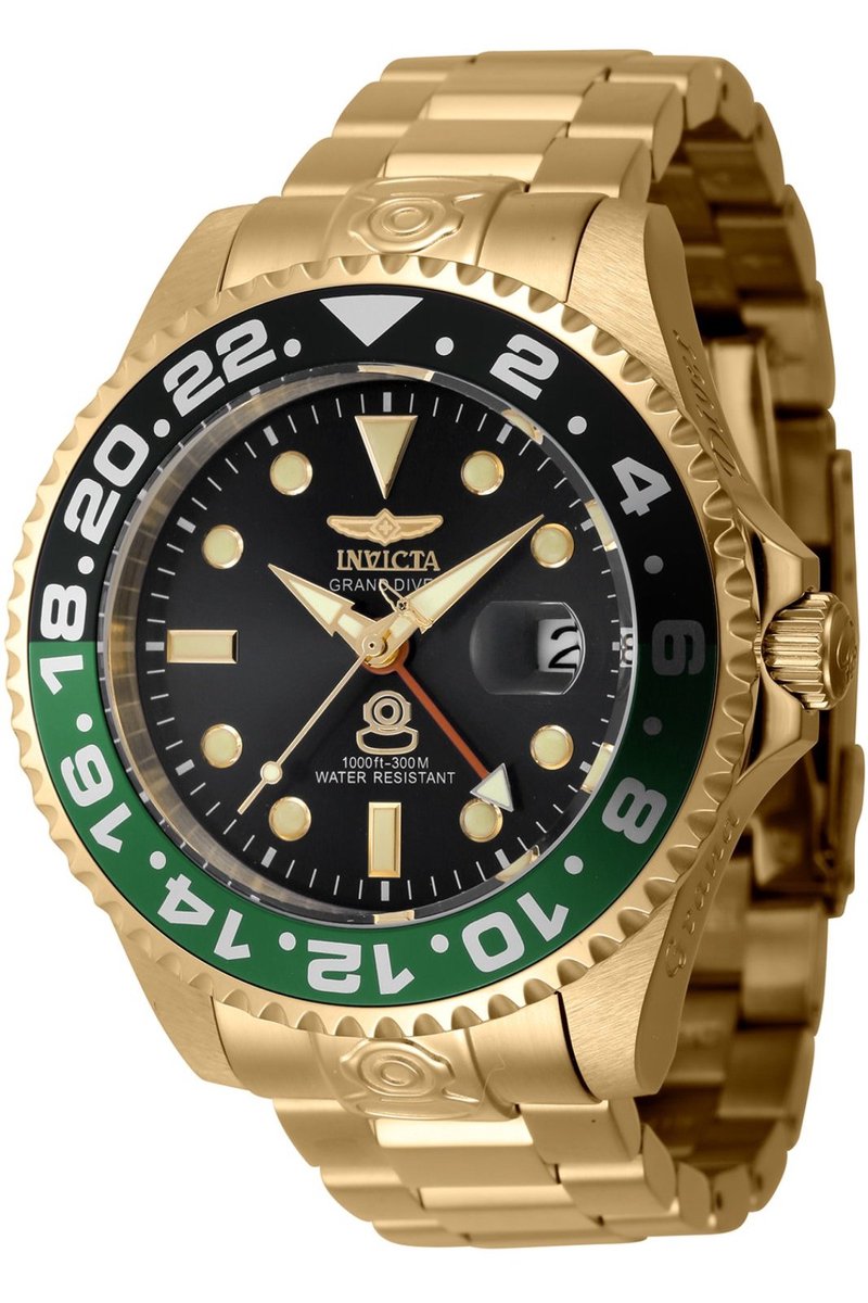 Invicta Grand Diver 45672 Heren Horloge - Waterdicht - Analoog - Automatisch Uurwerk - Roestvrij Staal met zwarte Wijzerplaat - 47mm
