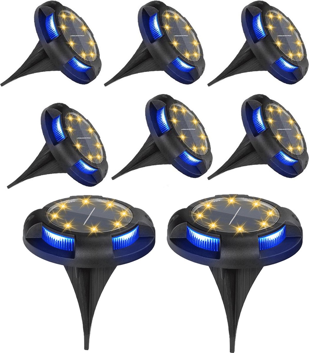 Meedeer Solar Grondspot (8 stuks)-Tuinverlichting op zonne energie-ABS Grond Spots-Zonne grondverlichting-op Zonne-energie met Buiten Verlichting Tuinverlichting- Buitenverlichting Tuinlamp