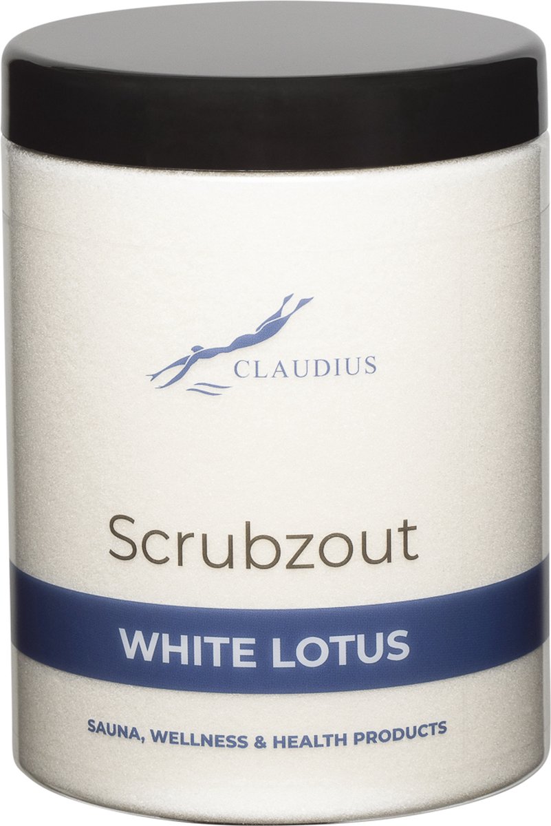 Goedkoopste Scrubzout White Lotus in handige pot - 1250 gram - met zwarte deksel - Hydraterende Lichaamsscrub