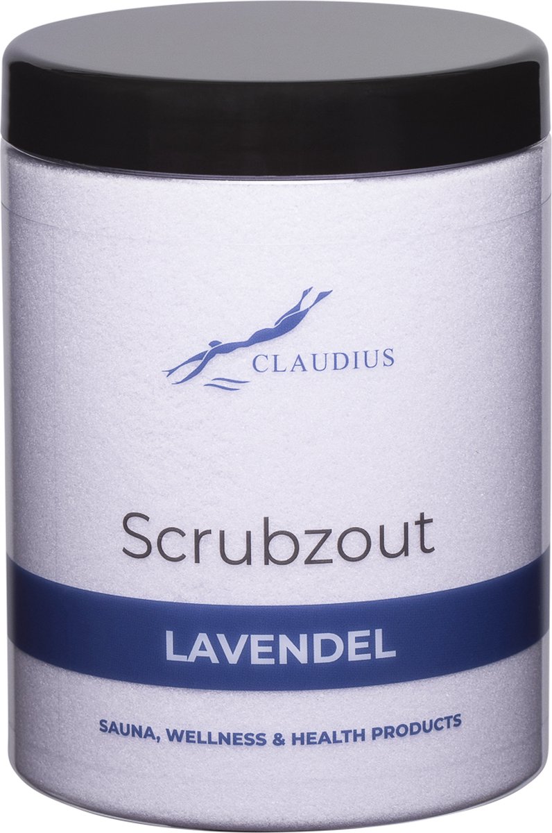 Goedkoopste Scrubzout Lavendel in handige pot - 1250 gram - met zwarte deksel - Hydraterende Lichaamsscrub