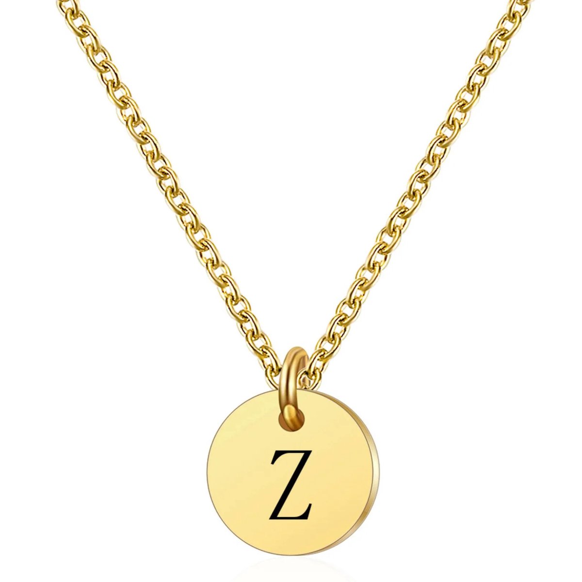 Marama - ketting letter Z - RVS-Gold Plated - dames - cadeau - goud - ronde hanger - collier - luxe geschenkverpakking