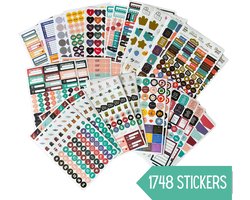 Planner Stickers Boek – 1748 Stickers voor Bullet Journal, Agenda & Kalender – 31 Vellen met Datums, Trackers, Quotes en Symbolen