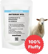 MOOISEE® Hybrid Antidruk Wol 100 gram - Wandel Met Wol Voor Voeten - Voetwol in Hersluitbare Grootverpakking - Nijmeegse Vierdaagse - Natuurlijke Teenspreider - Camino Pelgrimsroute - 100% Fluffy Wol