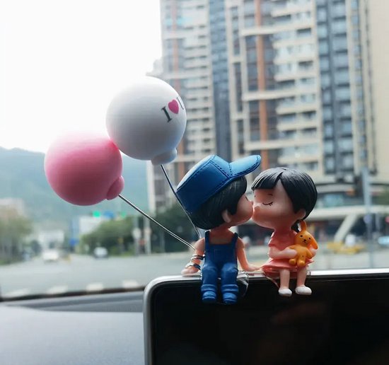 Figurine Couple Mignon Pour Voiture - Décoration Dashboard En Résine, Maison Ou Bureau