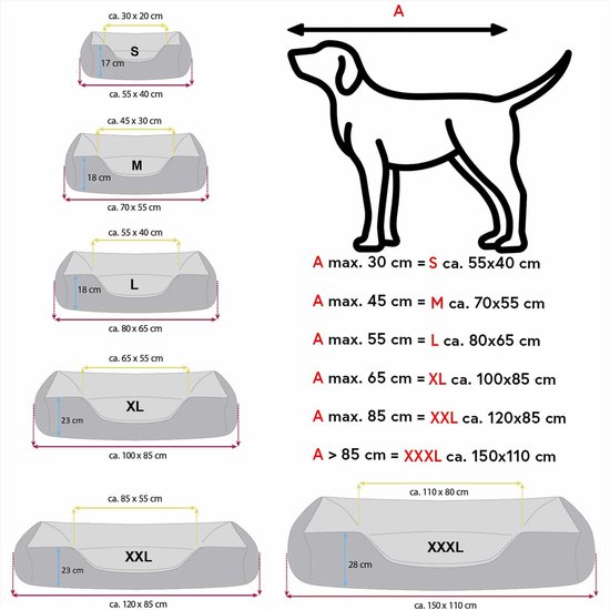 BedDog® hondenmand MAX, vierkant hondenkussen, grote hondenbed, hondensofa, met afneembare hoez, wasbaar, XXL, zwart