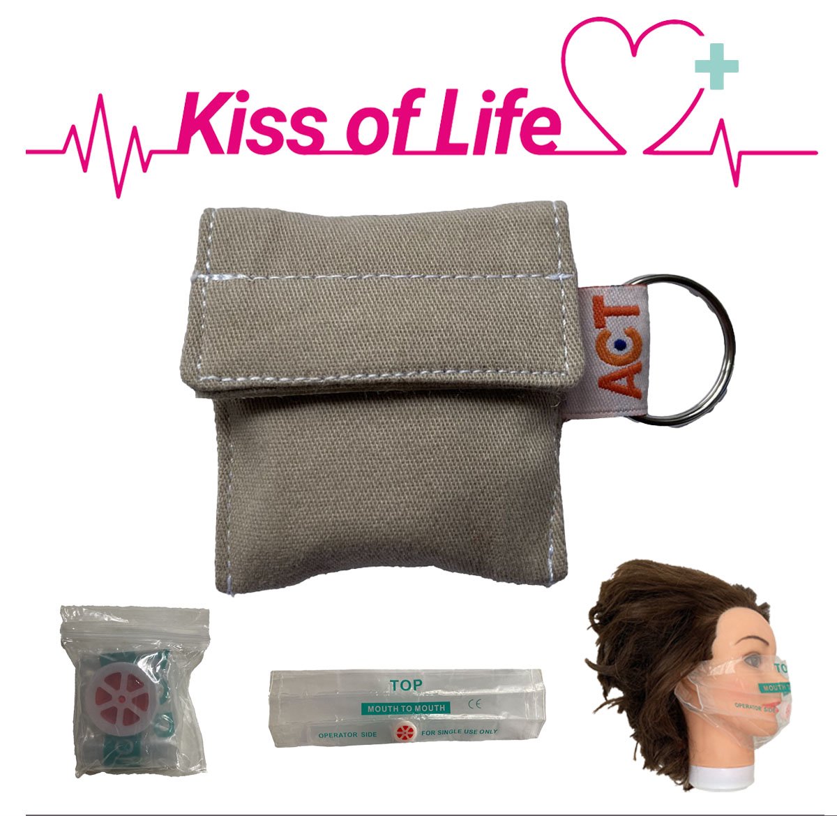 Goedkoopste Reanimatiemasker Kiss of Life| Sleutelhanger | Beige | Beademingsmasker | Handgemaakt | € 2,50 per item naar ACT | Steun het GOEDE DOEL! | Circulaire economie | Up-cycling